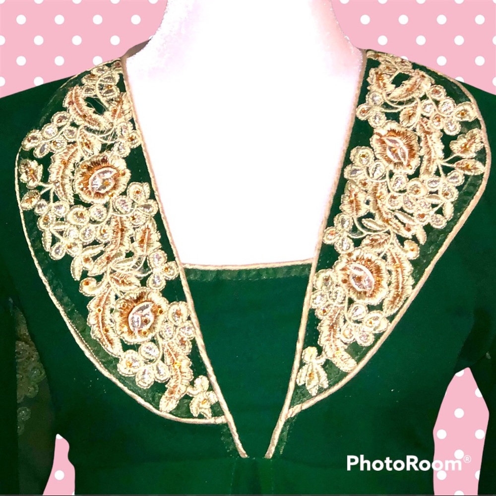 HOST PICKx2! Vintage Romantic Deep Hunter Green Dress - Picture 7 of 12